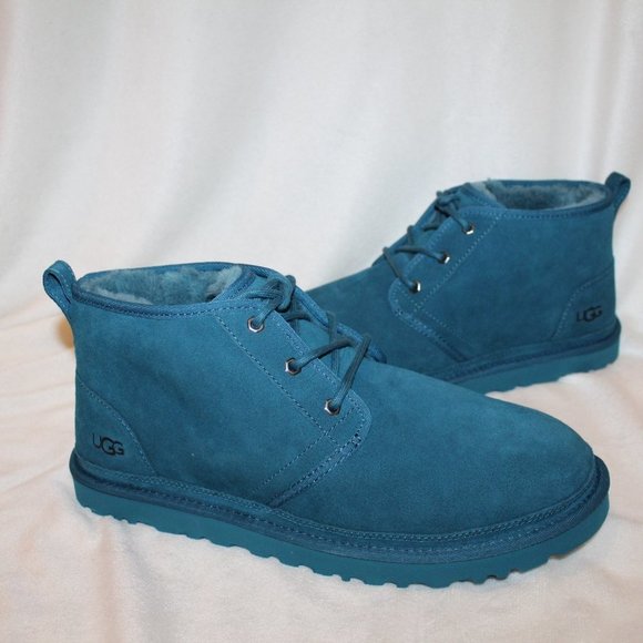 NIB UGG MEN'S NEUMEL MARINA BLUE SUEDE SHEARLING LINED CHUKKA ANKLE WINTER BOOTS - Picture 2 of 8